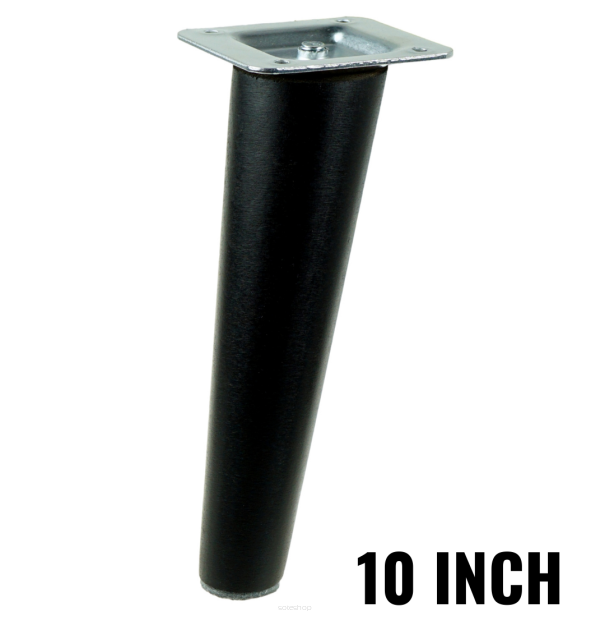10 Inch, Black varnished inclined beech wooden furniture leg
