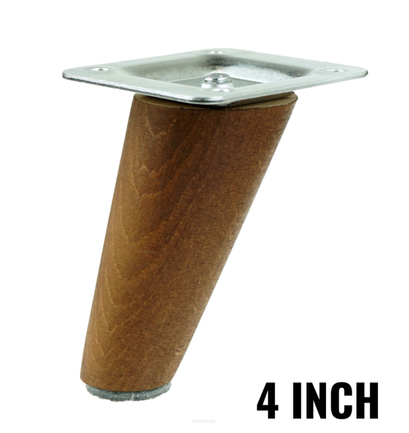 4 Inch, Wallnut varnished inclined beech wooden furniture leg