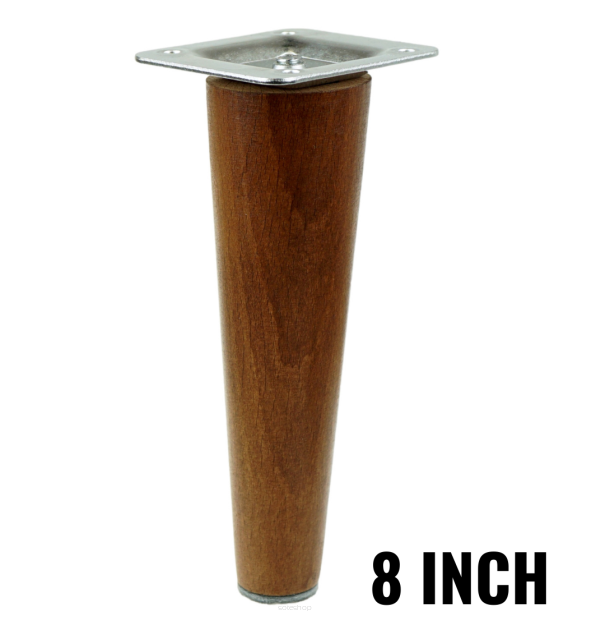 8 inch, Wallnut tapered wooden furniture leg