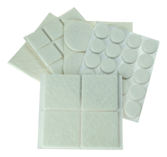White adhesive felt under furniture, felt pads