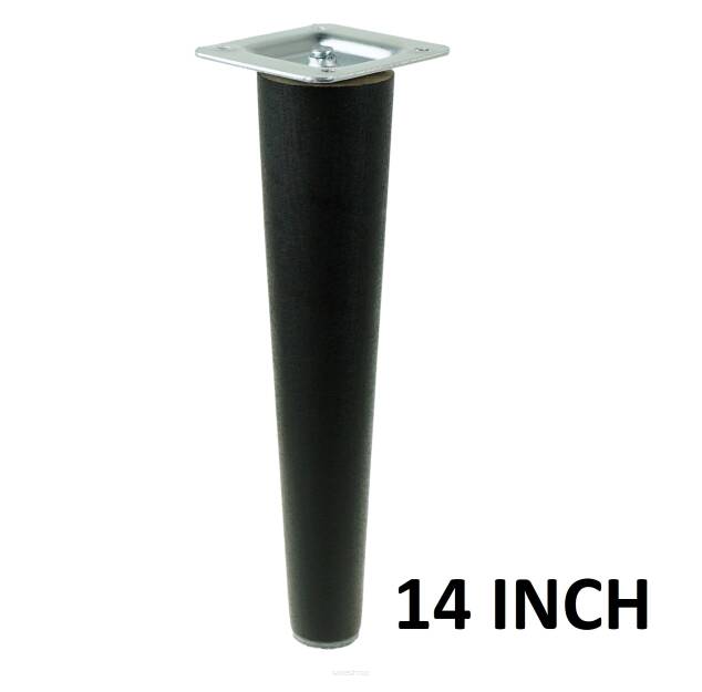 14 inch, Black tapered wooden furniture leg