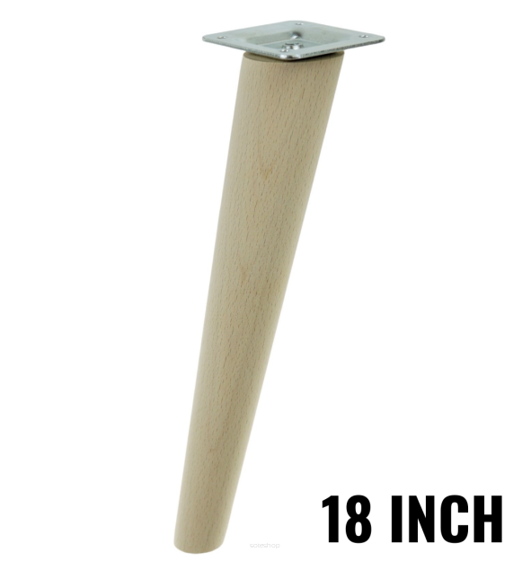 18 Inch tapered wooden inclined unfinished furniture leg