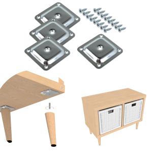 Mounting set for wooden legs