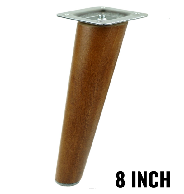 8 Inch, Wallnut varnished inclined beech wooden furniture leg