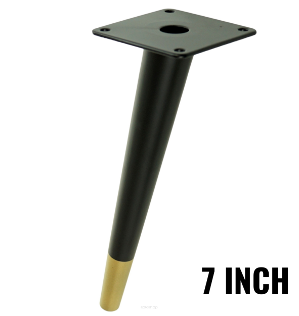 Metal inclined cone design furniture leg with mounting plate