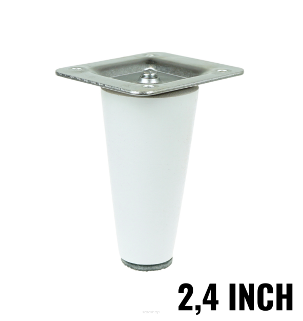 2,4 inch, White beech wooden furniture leg