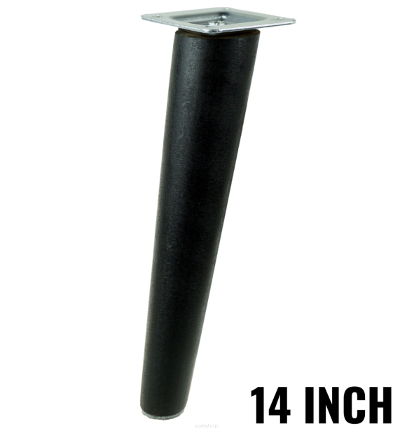 14 Inch, Black varnished inclined beech wooden furniture leg