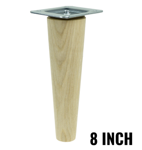 8 inch, Oak tapered wooden unfinished furniture leg