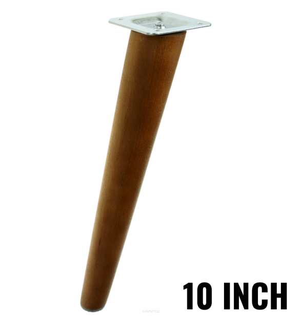 10 Inch, Wallnut varnished inclined beech wooden furniture leg