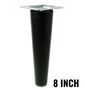 8 inch, Black tapered wooden furniture leg