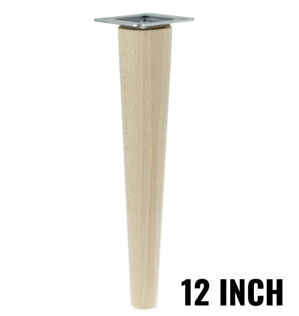 12 Inch tapered wooden unfinished furniture leg