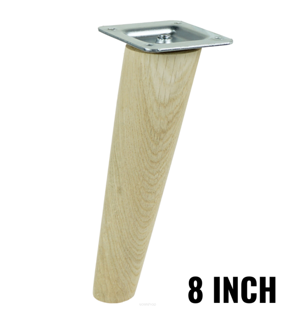 8 Inch tapered wooden inclined unfinished furniture leg