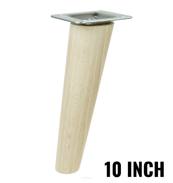 10 Inch tapered wooden inclined unfinished furniture leg