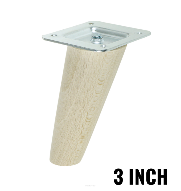 3 Inch tapered wooden inclined unfinished furniture leg