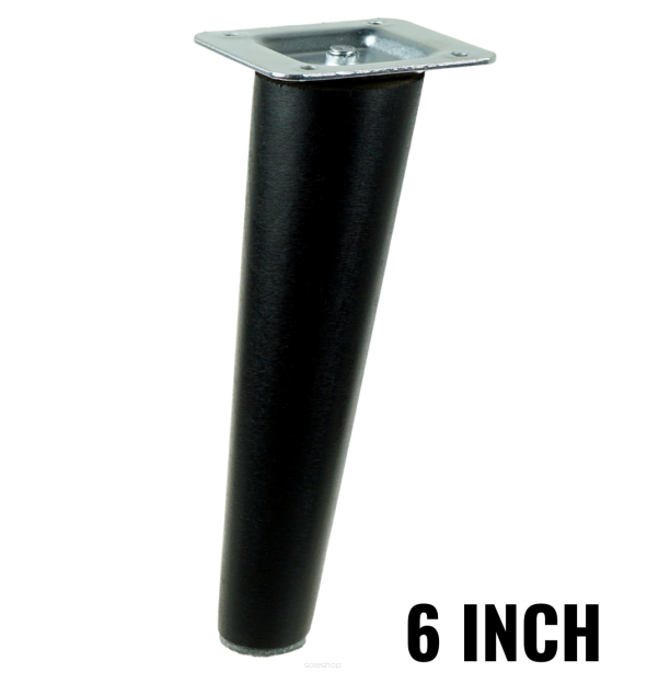 6 Inch, Black varnished inclined beech wooden furniture leg