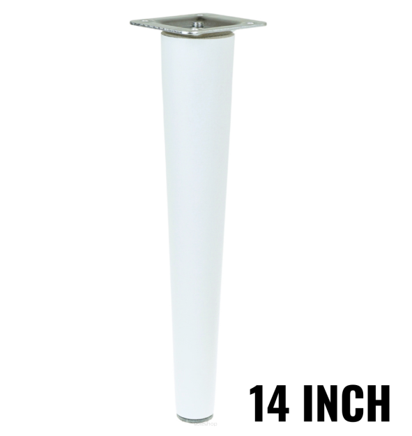 14  inch, White tapered wooden furniture leg