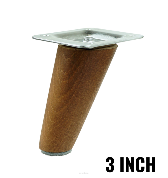 3 Inch, Wallnut varnished inclined beech wooden furniture leg