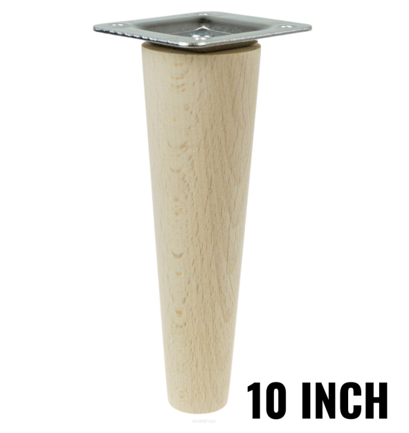 10 Inch tapered wooden unfinished furniture leg