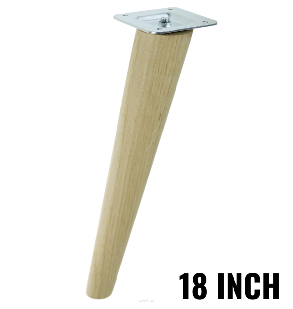 18 Inch tapered wooden inclined unfinished furniture leg