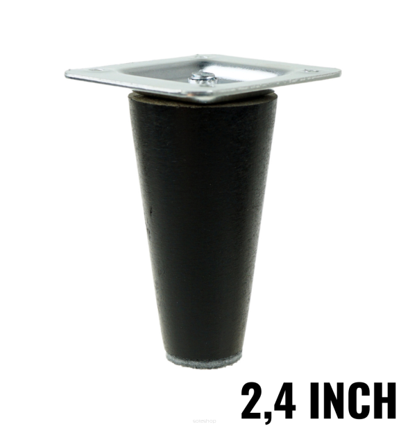 2,4 inch, Black tapered wooden furniture leg