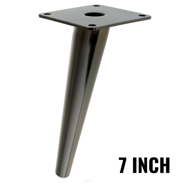 Metal inclined cone design furniture leg with mounting plate