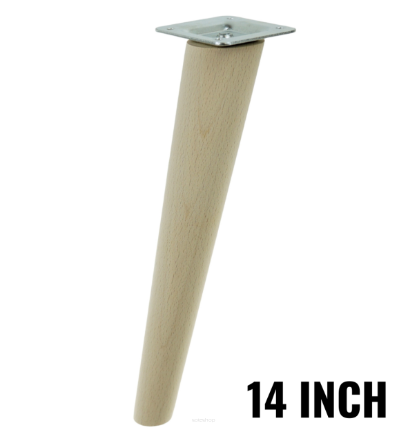 14 Inch tapered wooden inclined unfinished furniture leg