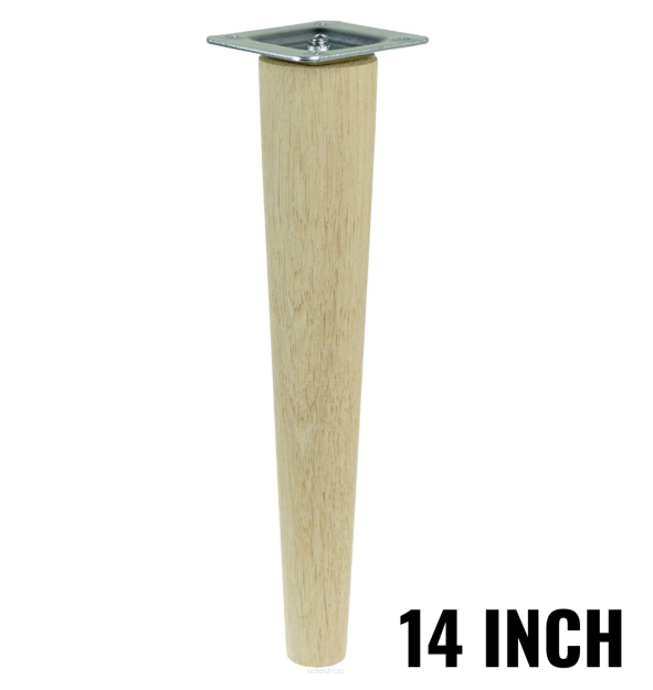 14 inch, Oak tapered wooden unfinished furniture leg