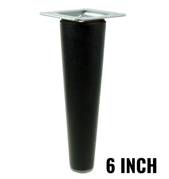 6 inch, Black tapered wooden furniture leg