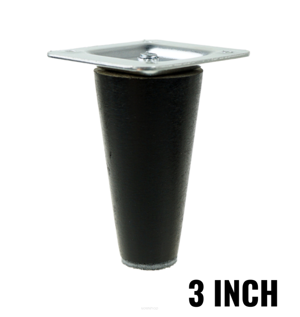 3 inch, Black tapered wooden furniture leg